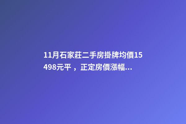 11月石家莊二手房掛牌均價15498元/平，正定房價漲幅最大！